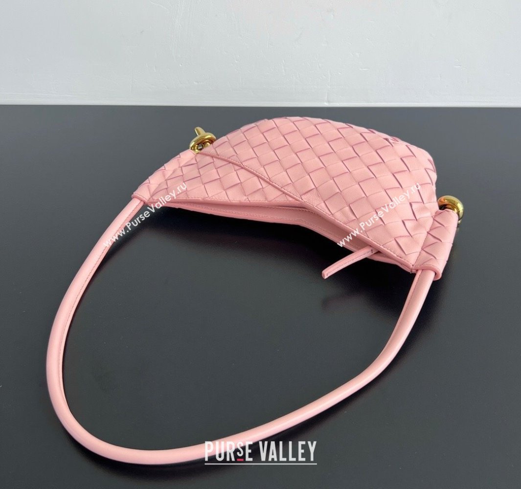 Bottega Veneta Mini Solstice Shoulder Bag in Intrecciato Leather Rose Pink 2025 796378 (WT-250519050)