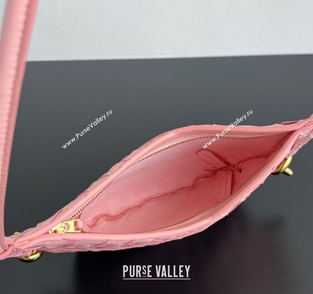 Bottega Veneta Mini Solstice Shoulder Bag in Intrecciato Leather Rose Pink 2025 796378 (WT-250519050)