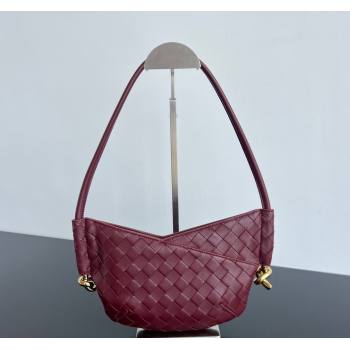 Bottega Veneta Mini Solstice Shoulder Bag in Intrecciato Leather Barolo Red 2025 796378 (WT-250519051)