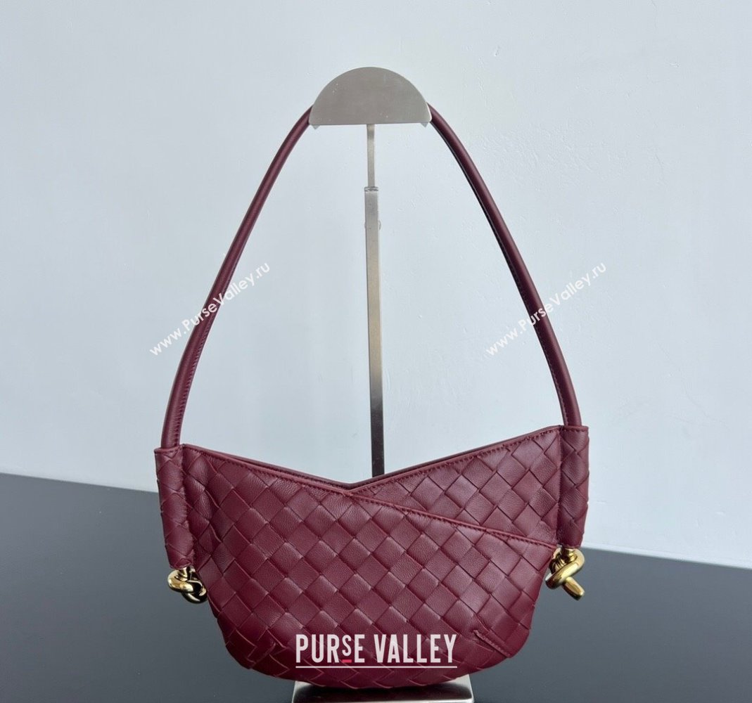 Bottega Veneta Mini Solstice Shoulder Bag in Intrecciato Leather Barolo Red 2025 796378 (WT-250519051)