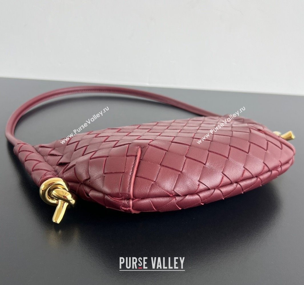 Bottega Veneta Mini Solstice Shoulder Bag in Intrecciato Leather Barolo Red 2025 796378 (WT-250519051)