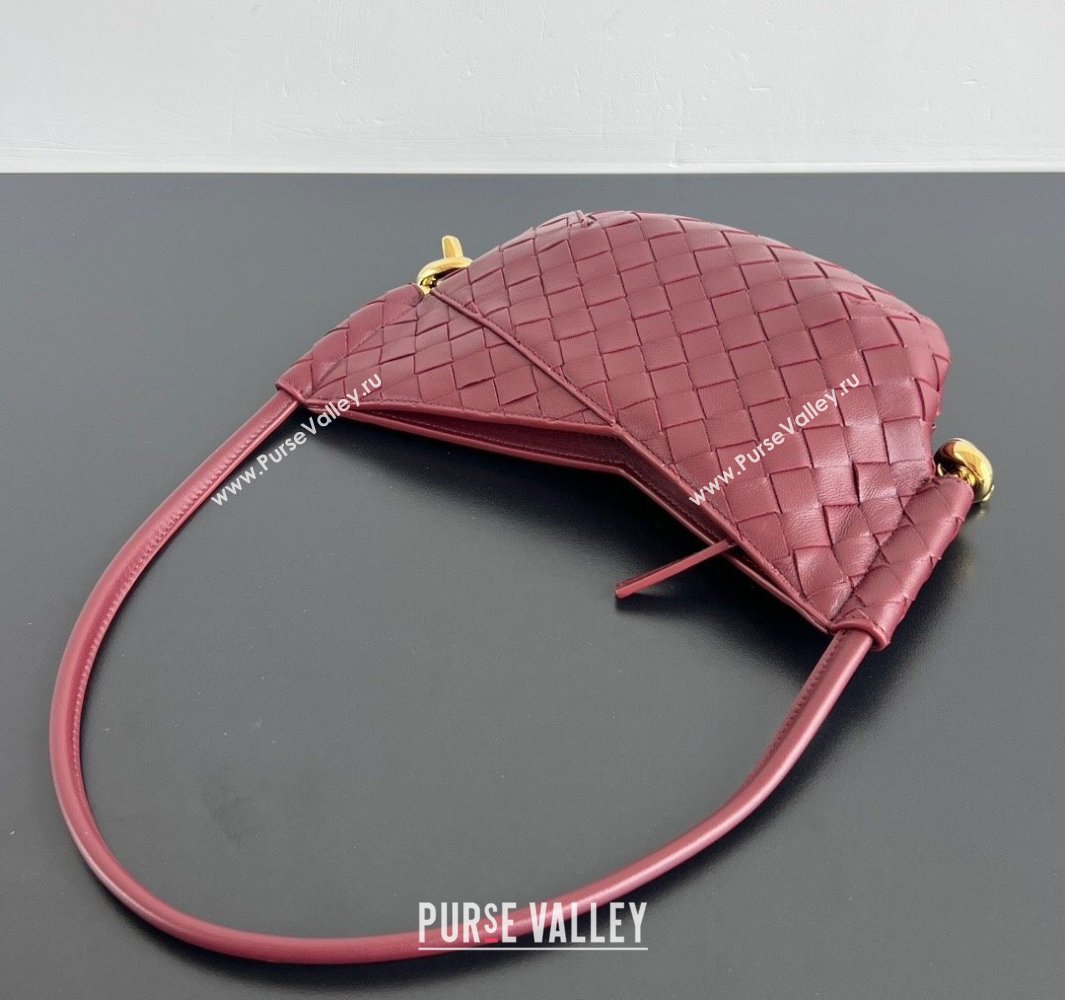 Bottega Veneta Mini Solstice Shoulder Bag in Intrecciato Leather Barolo Red 2025 796378 (WT-250519051)
