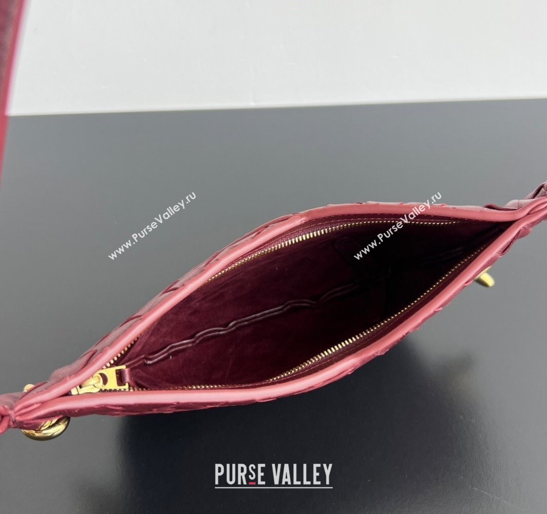 Bottega Veneta Mini Solstice Shoulder Bag in Intrecciato Leather Barolo Red 2025 796378 (WT-250519051)