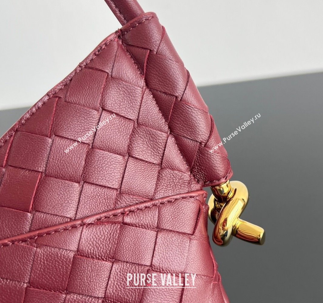 Bottega Veneta Mini Solstice Shoulder Bag in Intrecciato Leather Barolo Red 2025 796378 (WT-250519051)