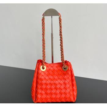 Bottega Veneta Small Parachute Chain Bag in Intrecciato Leather Red2 2025 817175 (WT-250519052)