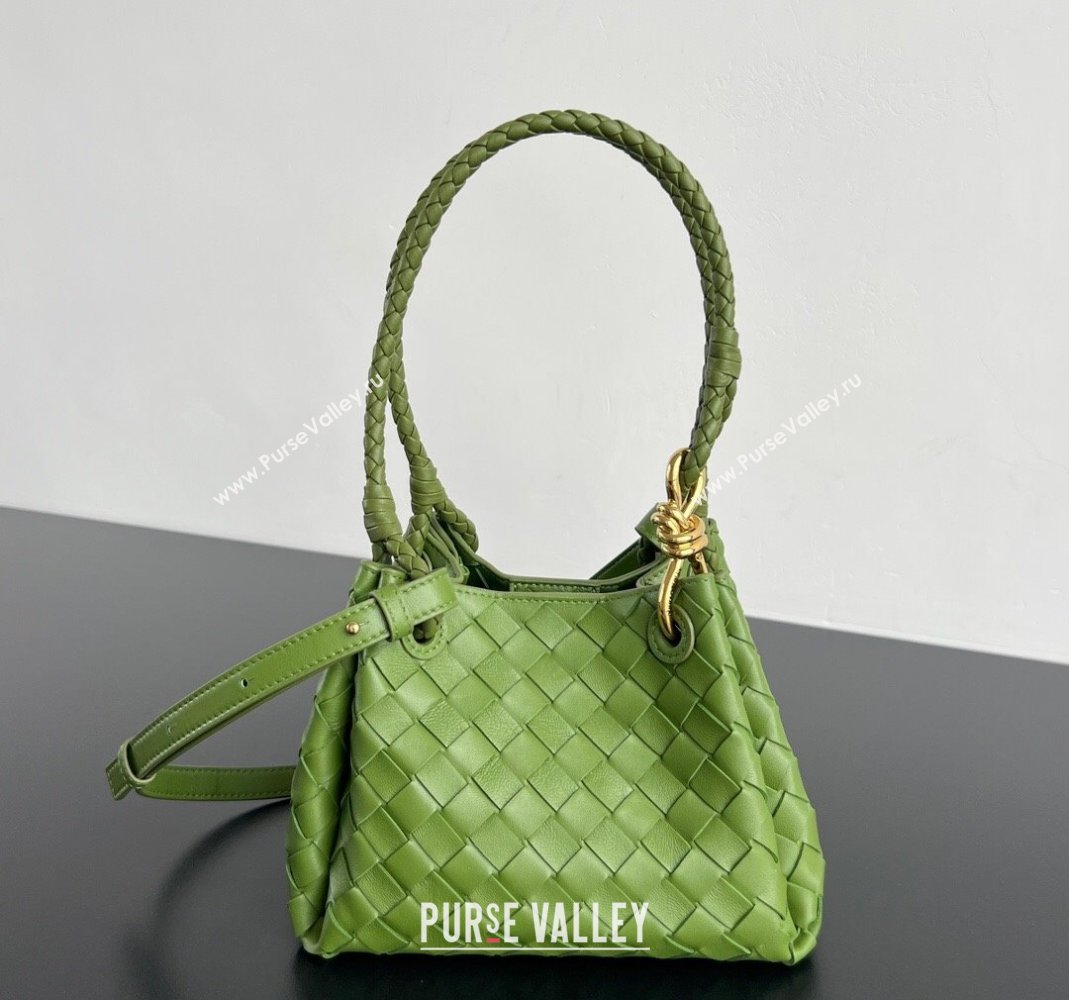 Bottega Veneta Small Parachute Shoulder Bag in Intrecciato Leather 796569 Green 2025 (WT-250519054)