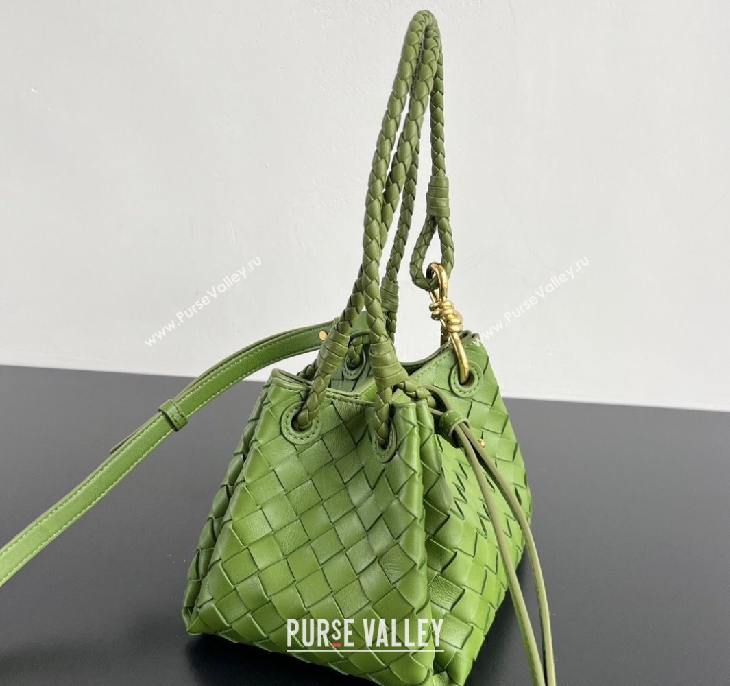 Bottega Veneta Small Parachute Shoulder Bag in Intrecciato Leather 796569 Green 2025 (WT-250519054)