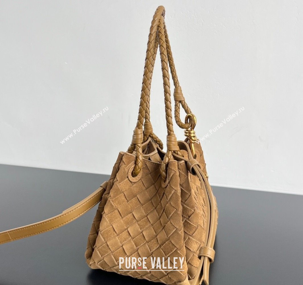 Bottega Veneta Small Parachute Shoulder Bag in Intrecciato Suede 796569 Brown 2025 (WT-250519056)