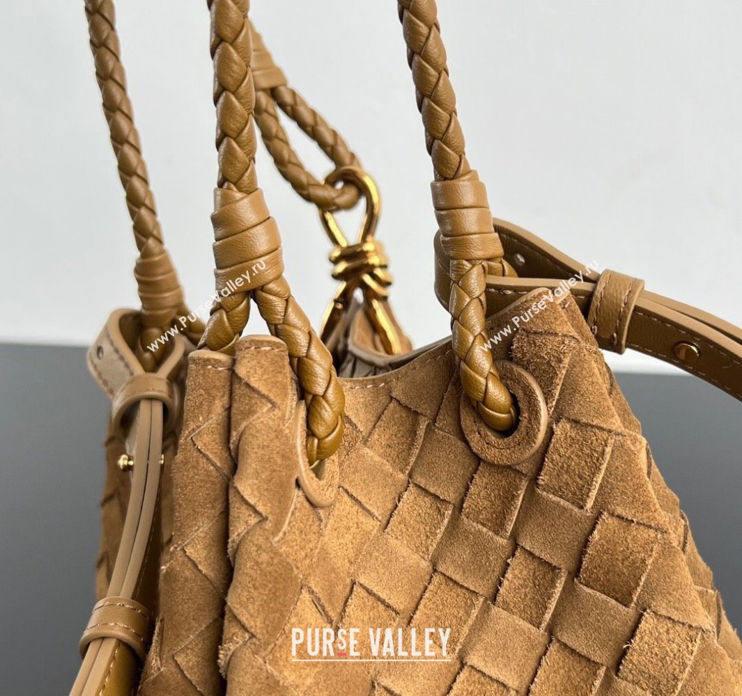Bottega Veneta Small Parachute Shoulder Bag in Intrecciato Suede 796569 Brown 2025 (WT-250519056)