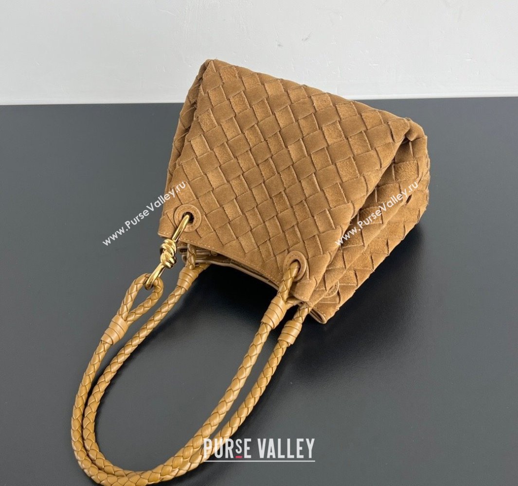 Bottega Veneta Small Parachute Shoulder Bag in Intrecciato Suede 796569 Brown 2025 (WT-250519056)