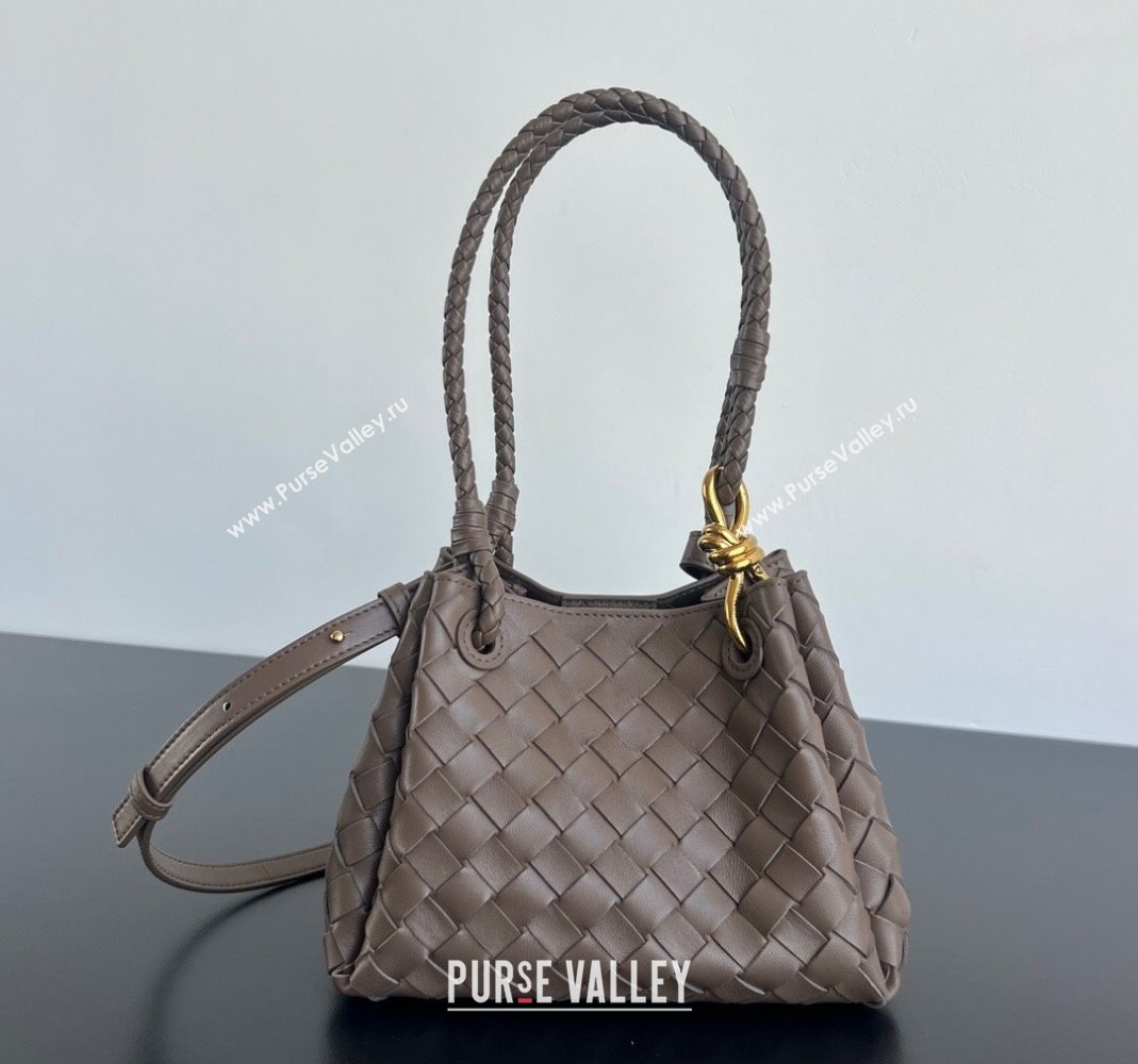 Bottega Veneta Small Parachute Shoulder Bag in Intrecciato Leather 796569 Grey 2025 (WT-250519058)