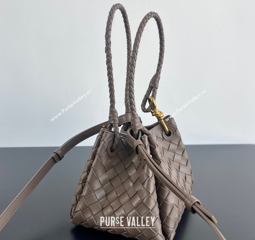 Bottega Veneta Small Parachute Shoulder Bag in Intrecciato Leather 796569 Grey 2025 (WT-250519058)