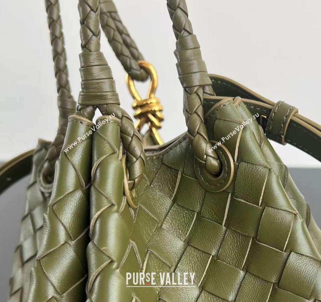 Bottega Veneta Small Parachute Shoulder Bag in Intrecciato Leather 796569 Khaki Green 2025 (WT-250519059)