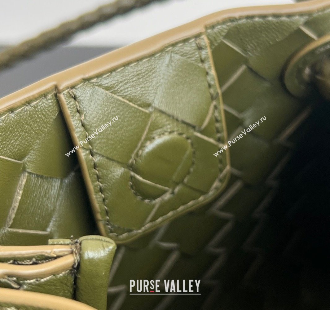 Bottega Veneta Small Parachute Shoulder Bag in Intrecciato Leather 796569 Khaki Green 2025 (WT-250519059)