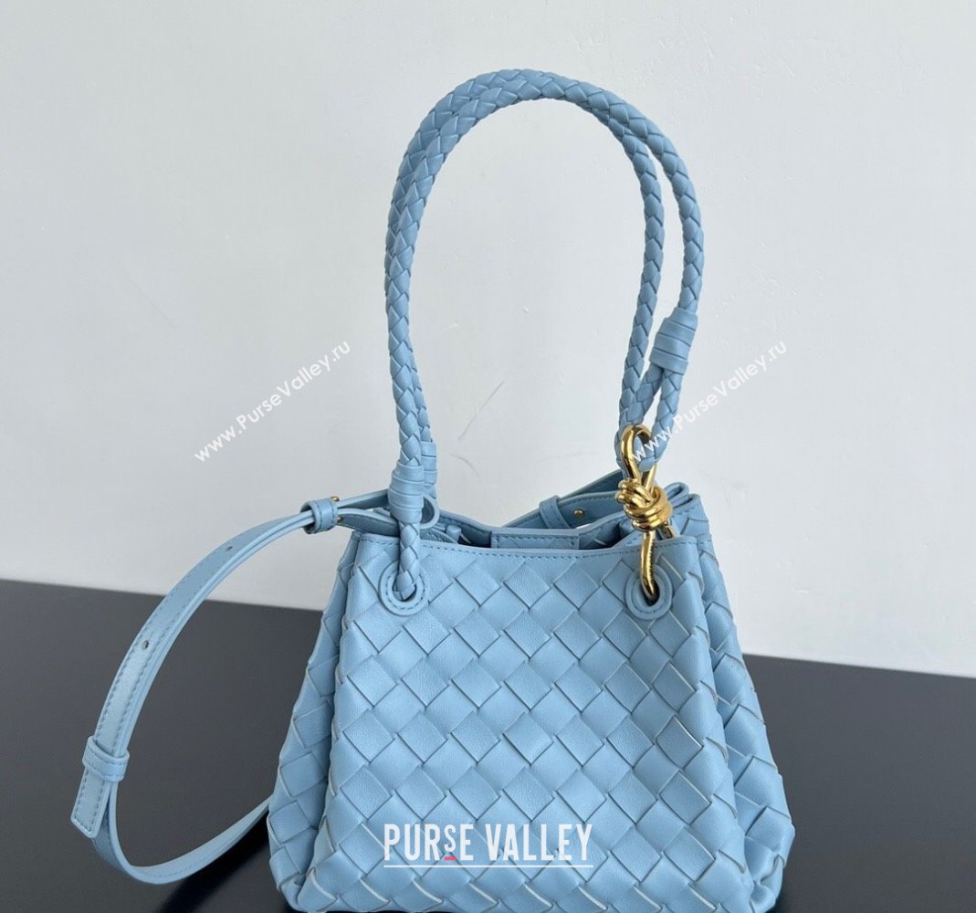 Bottega Veneta Small Parachute Shoulder Bag in Intrecciato Leather 796569 Ice Blue 2025 (WT-250519060)