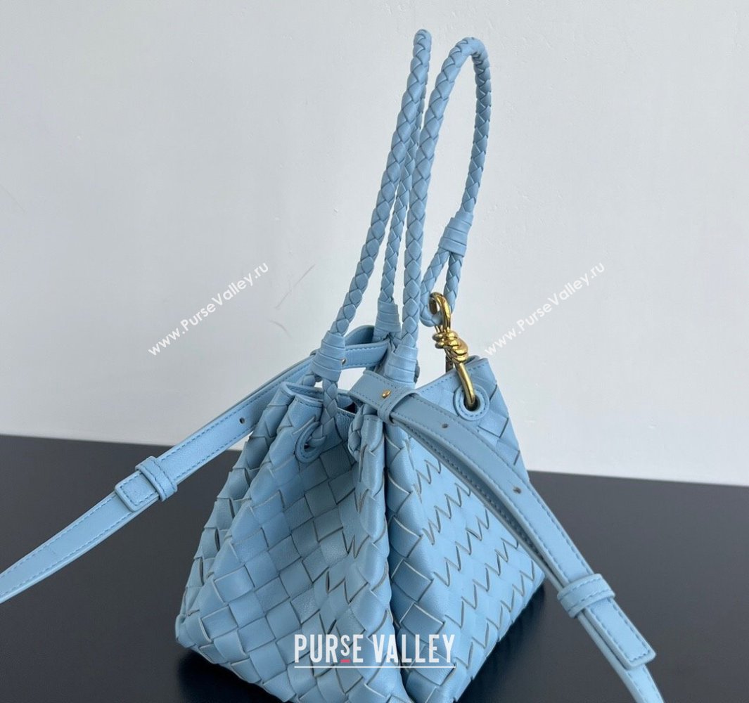 Bottega Veneta Small Parachute Shoulder Bag in Intrecciato Leather 796569 Ice Blue 2025 (WT-250519060)