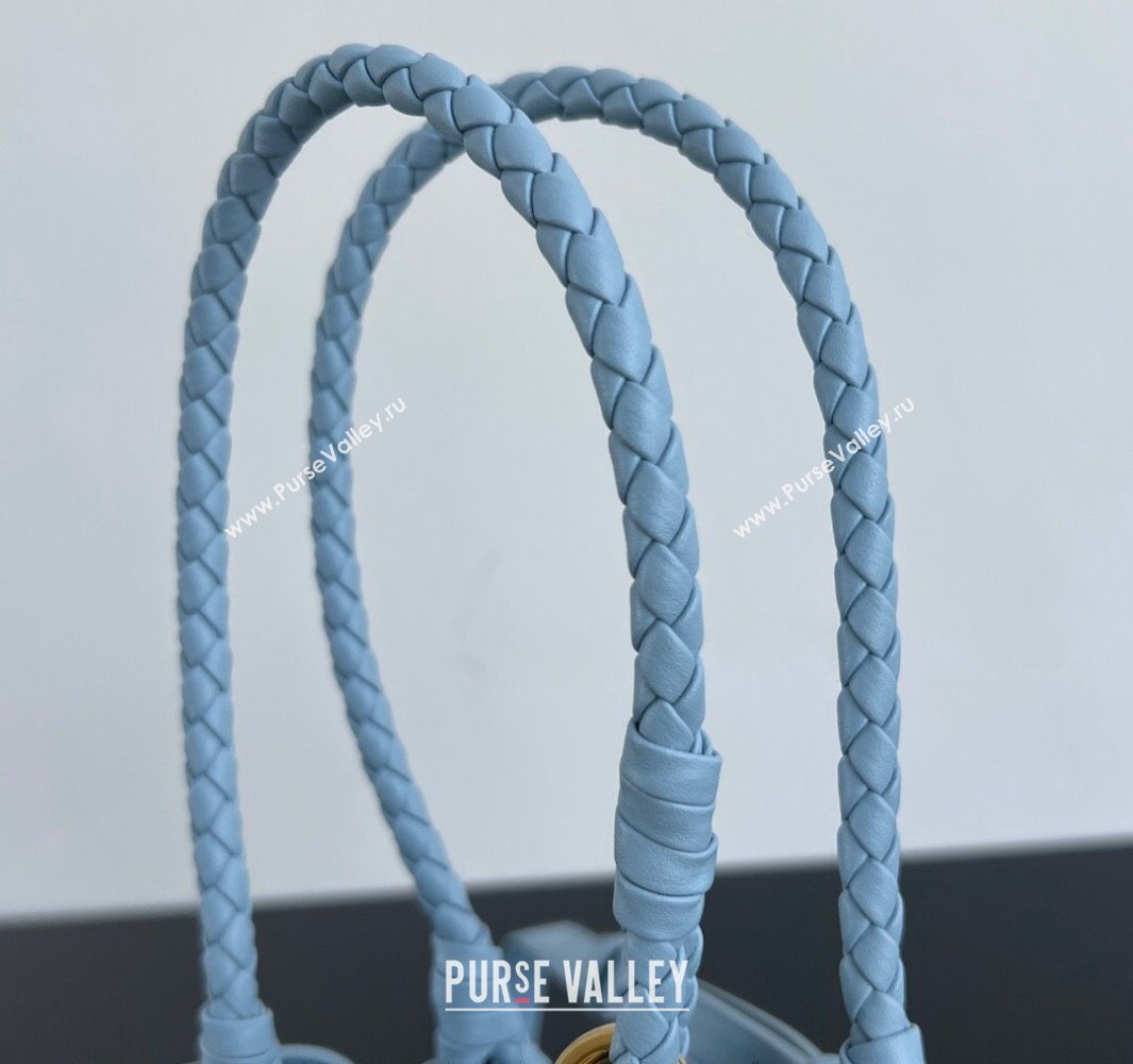 Bottega Veneta Small Parachute Shoulder Bag in Intrecciato Leather 796569 Ice Blue 2025 (WT-250519060)