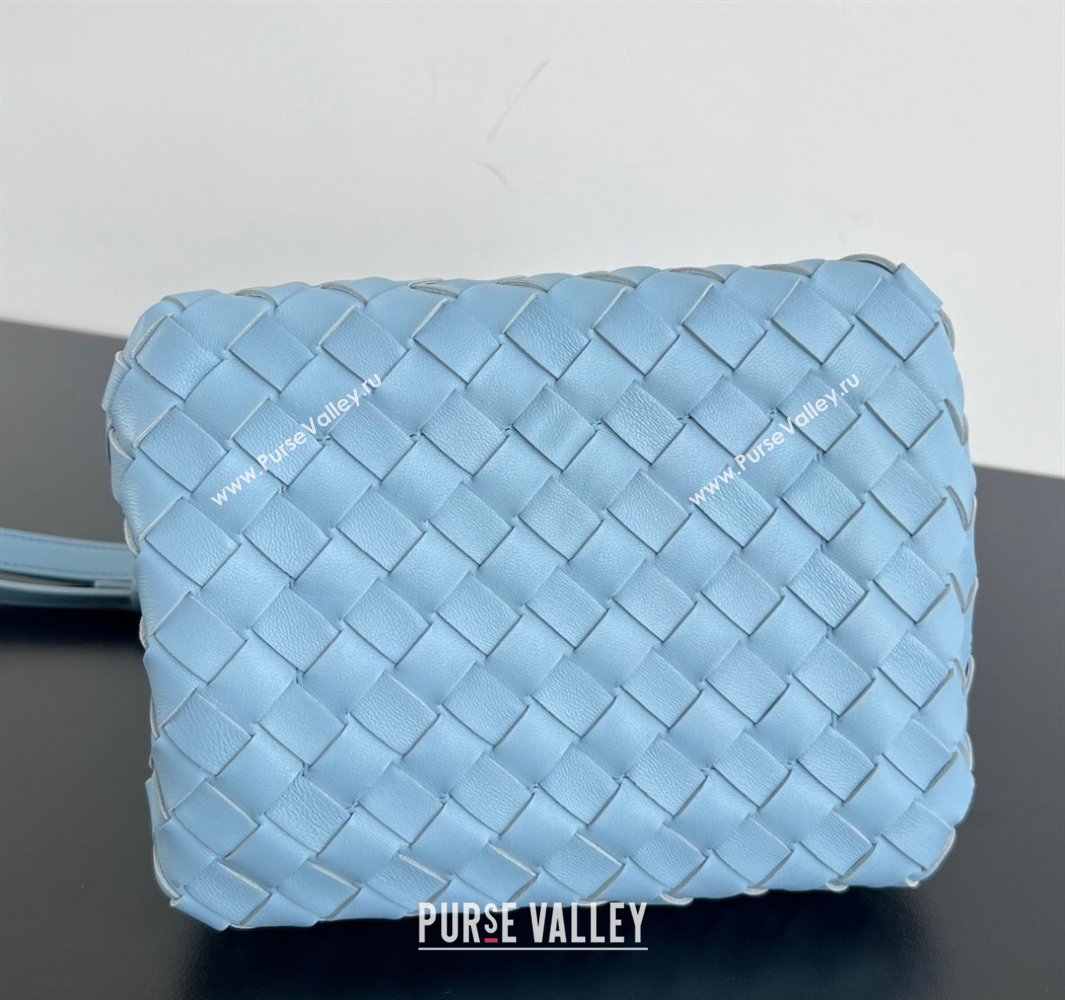 Bottega Veneta Small Parachute Shoulder Bag in Intrecciato Leather 796569 Ice Blue 2025 (WT-250519060)