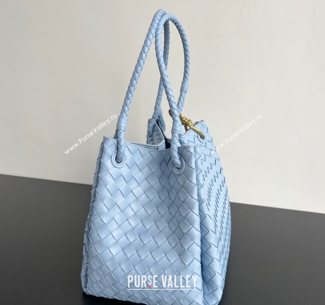 Bottega Veneta Large Parachute Shoulder Bag in Intrecciato Leather 796571 Ice Blue 2025 (WT-250519061)