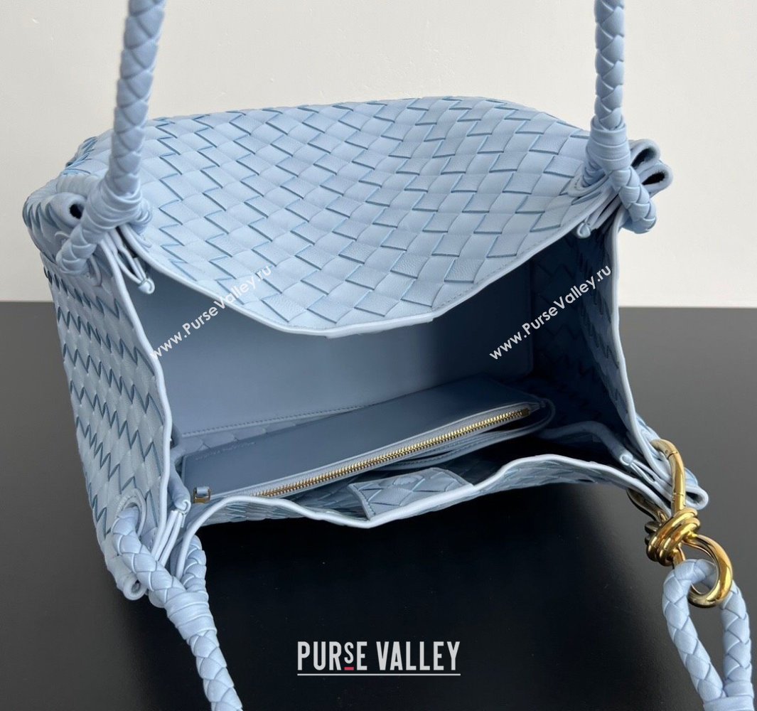 Bottega Veneta Large Parachute Shoulder Bag in Intrecciato Leather 796571 Ice Blue 2025 (WT-250519061)