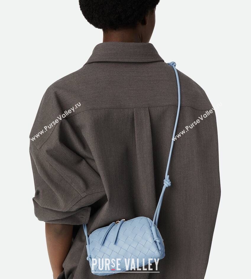 Bottega Veneta Intrecciato Leather Concert Pouch Mini bag Ice Blue 2025 794258 (WT-250519070)