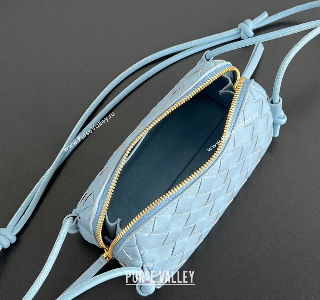Bottega Veneta Intrecciato Leather Concert Pouch Mini bag Ice Blue 2025 794258 (WT-250519070)