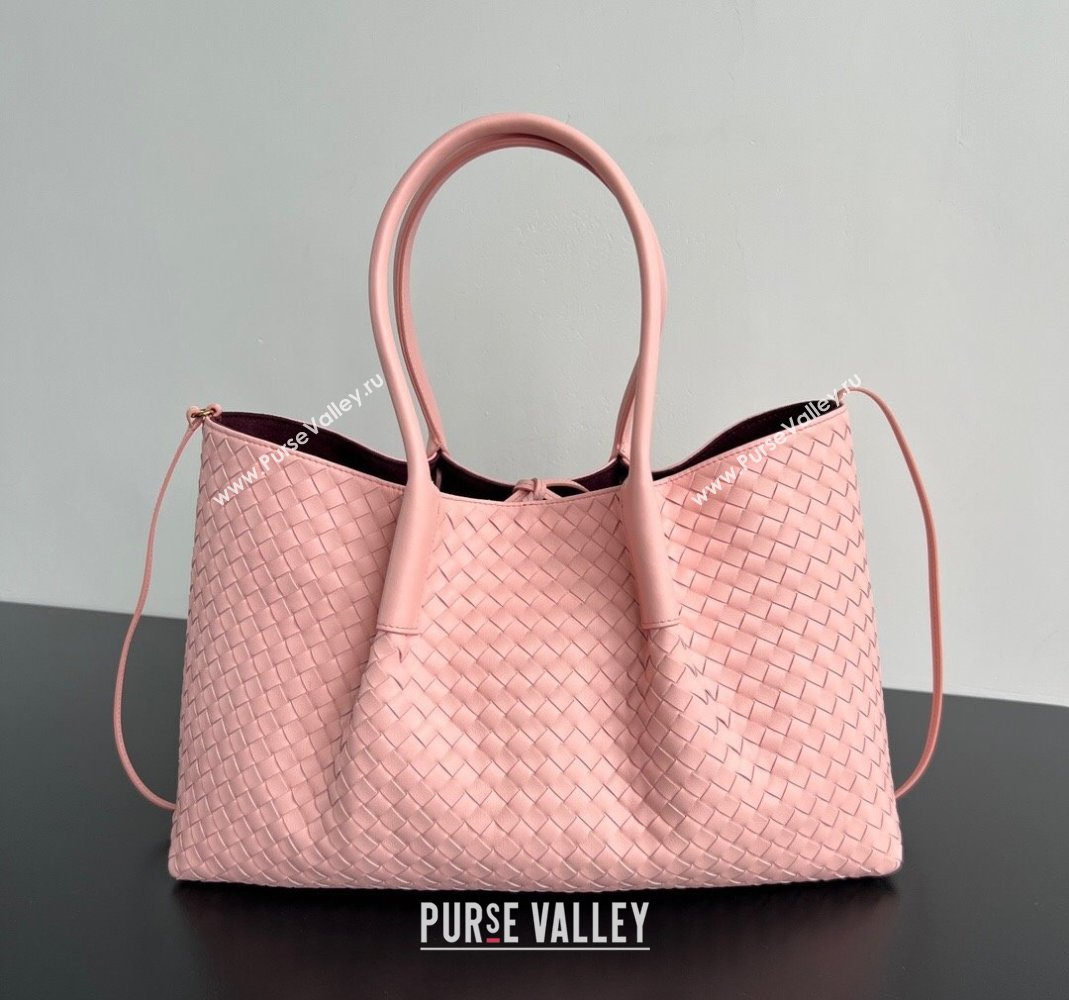 Bottega Veneta Medium Pinacoteca Tote Bag in Intrecciato Leather Rose Pink 2025 817166 (WT-250519071)