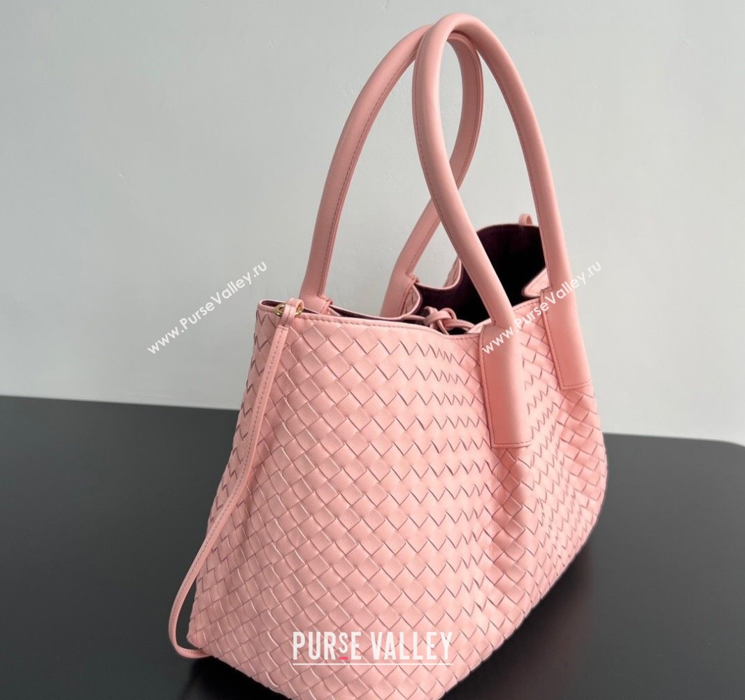 Bottega Veneta Medium Pinacoteca Tote Bag in Intrecciato Leather Rose Pink 2025 817166 (WT-250519071)