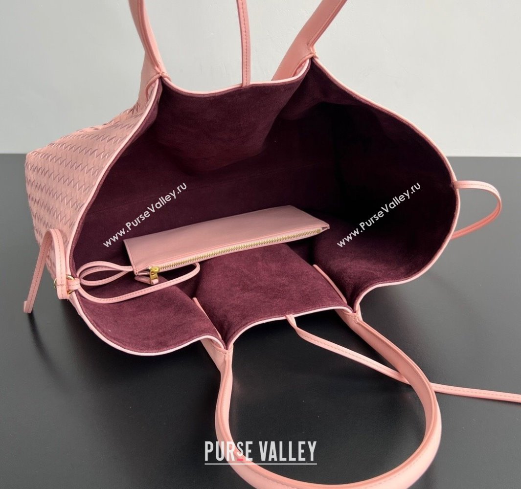 Bottega Veneta Medium Pinacoteca Tote Bag in Intrecciato Leather Rose Pink 2025 817166 (WT-250519071)