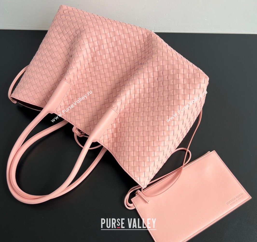 Bottega Veneta Medium Pinacoteca Tote Bag in Intrecciato Leather Rose Pink 2025 817166 (WT-250519071)