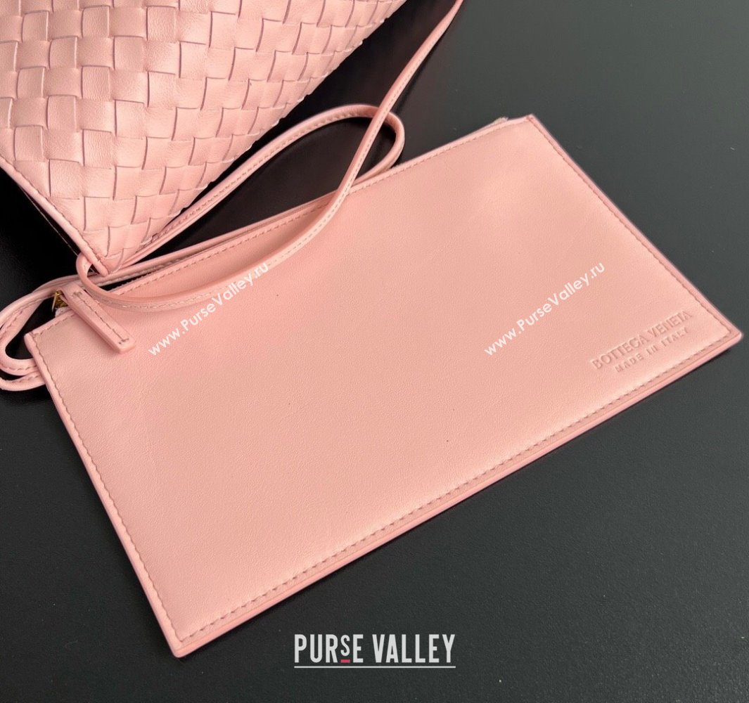 Bottega Veneta Medium Pinacoteca Tote Bag in Intrecciato Leather Rose Pink 2025 817166 (WT-250519071)