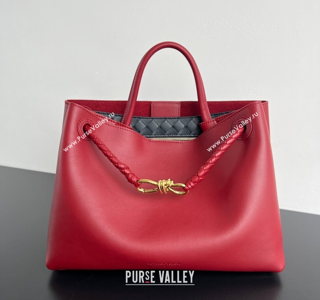 Bottega Veneta Medium Andiamo Top Handle Bag in Calfskin Leather Red 2025 810214 (WT-250519076)