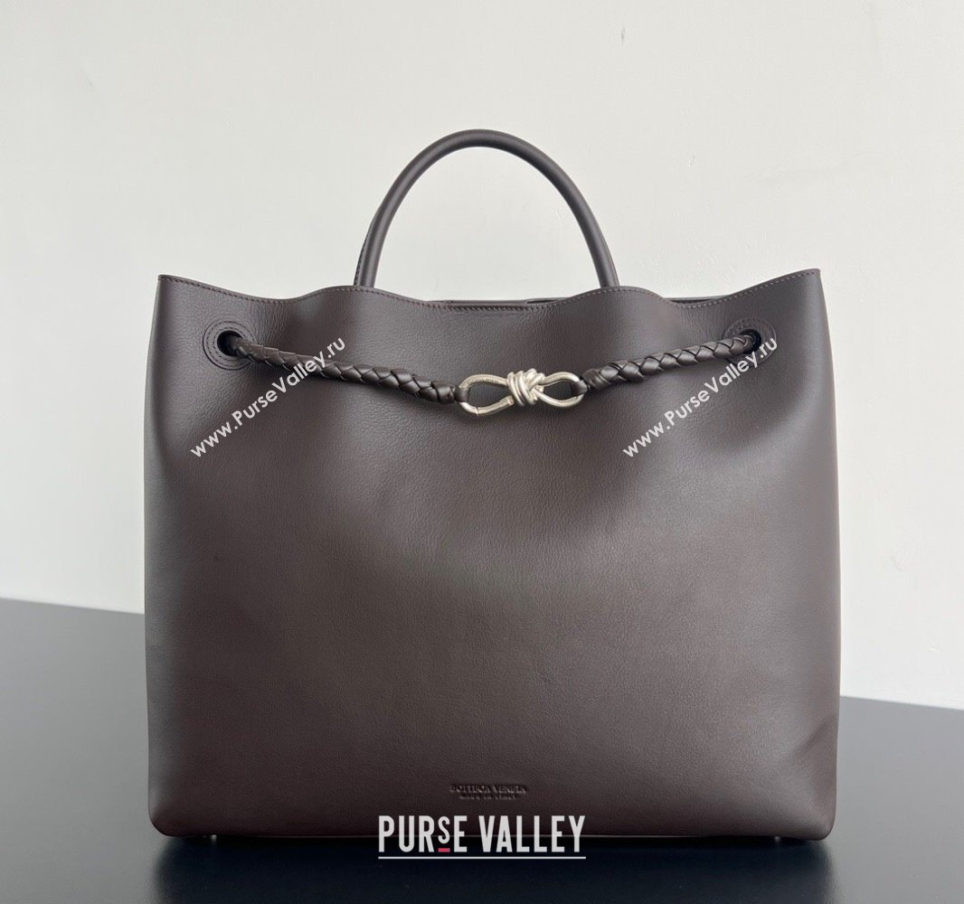 Bottega Veneta Large Andiamo Top Handle Bag in Calfskin Leather Fondant Brown/Silver 2025 806010 (WT-250519082)