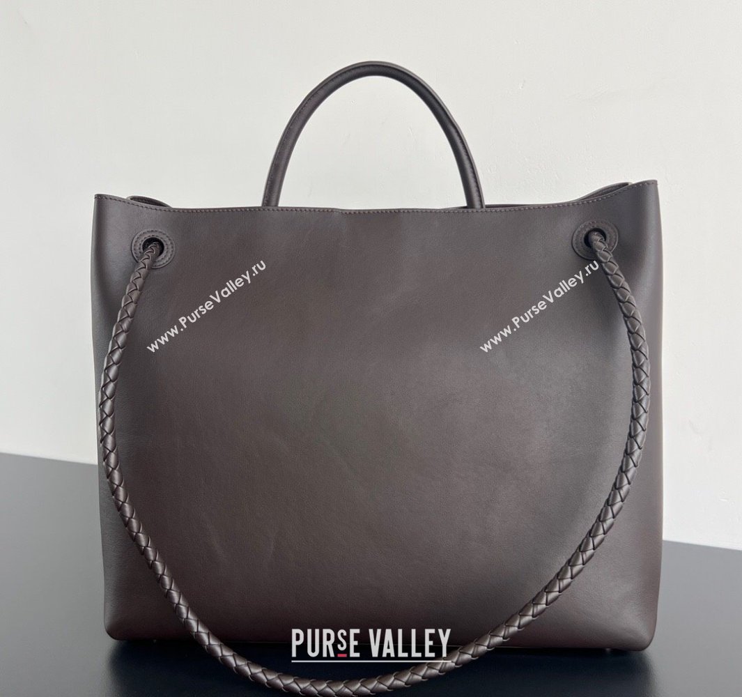 Bottega Veneta Large Andiamo Top Handle Bag in Calfskin Leather Fondant Brown/Silver 2025 806010 (WT-250519082)