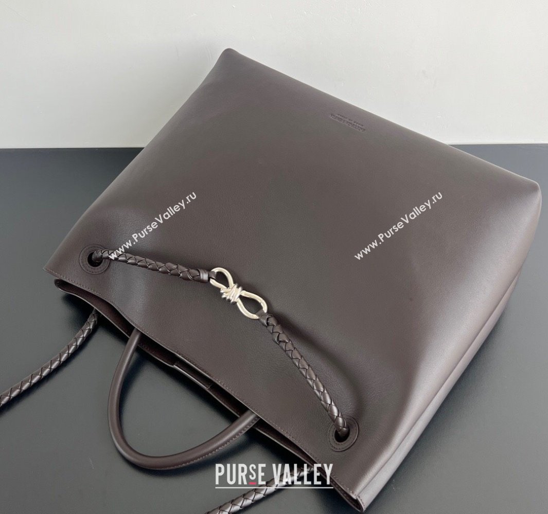 Bottega Veneta Large Andiamo Top Handle Bag in Calfskin Leather Fondant Brown/Silver 2025 806010 (WT-250519082)