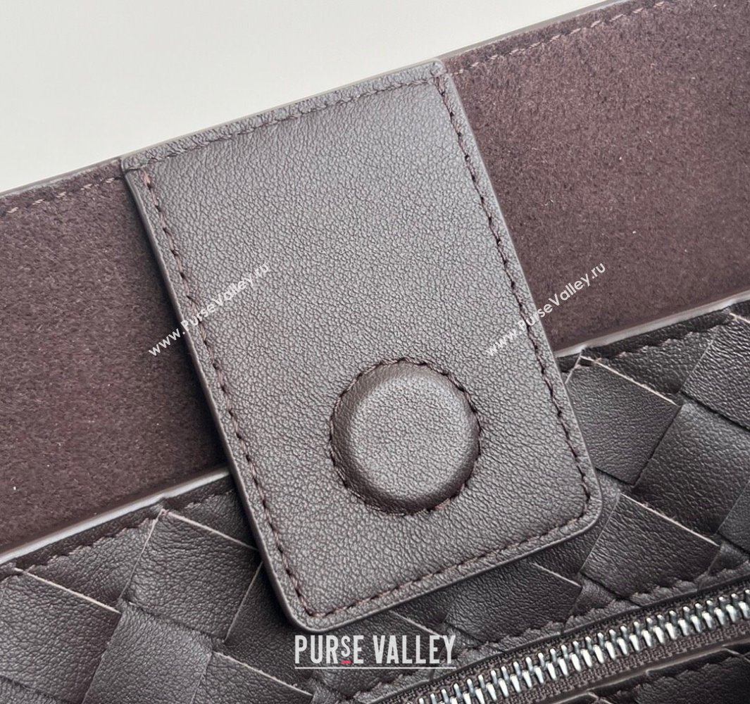 Bottega Veneta Large Andiamo Top Handle Bag in Calfskin Leather Fondant Brown/Silver 2025 806010 (WT-250519082)