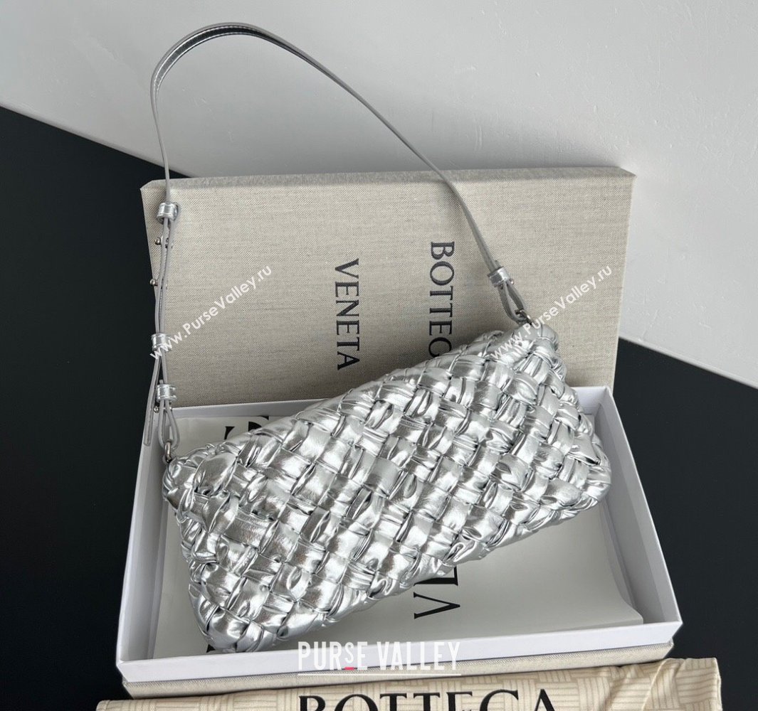 Bottega Veneta Kalimero Cha-Cha Clutch Bag in Intrecciato Leather 785780 Silver 2025 (WT-250519086)