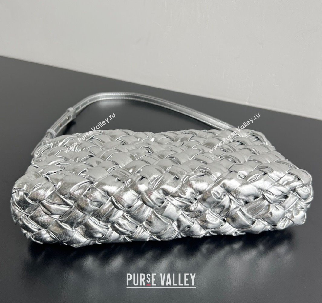 Bottega Veneta Kalimero Cha-Cha Clutch Bag in Intrecciato Leather 785780 Silver 2025 (WT-250519086)
