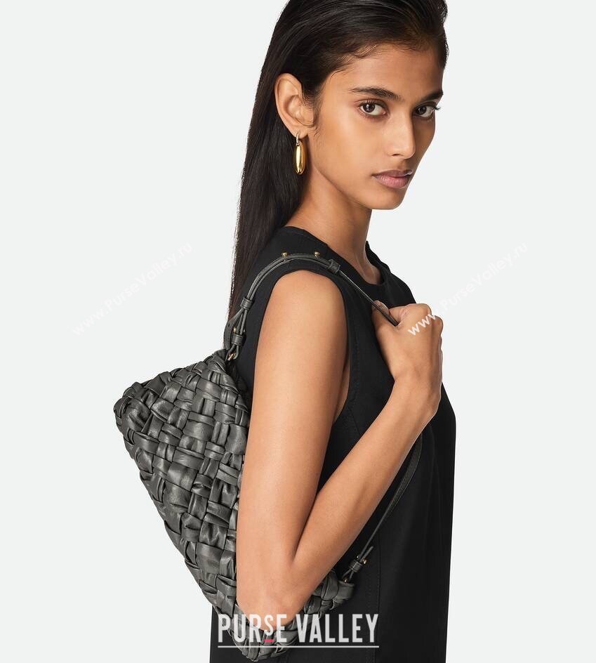 Bottega Veneta Kalimero Cha-Cha Clutch Bag in Intrecciato Leather 785780 Lapilli Grey 2025 (WT-250519087)