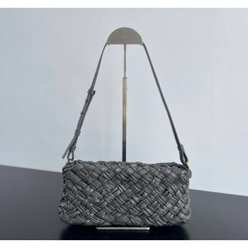 Bottega Veneta Kalimero Cha-Cha Clutch Bag in Intrecciato Leather 785780 Lapilli Grey 2025 (WT-250519087)