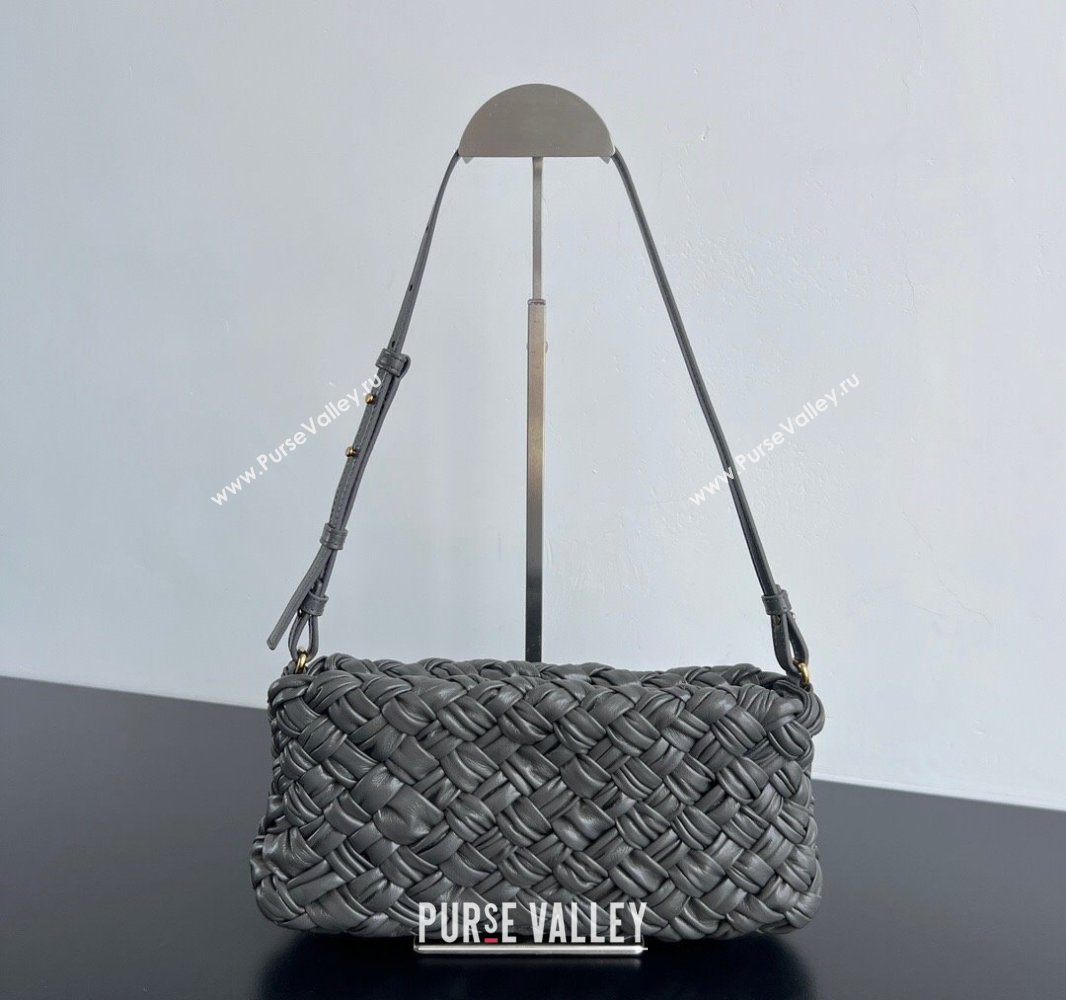 Bottega Veneta Kalimero Cha-Cha Clutch Bag in Intrecciato Leather 785780 Lapilli Grey 2025 (WT-250519087)