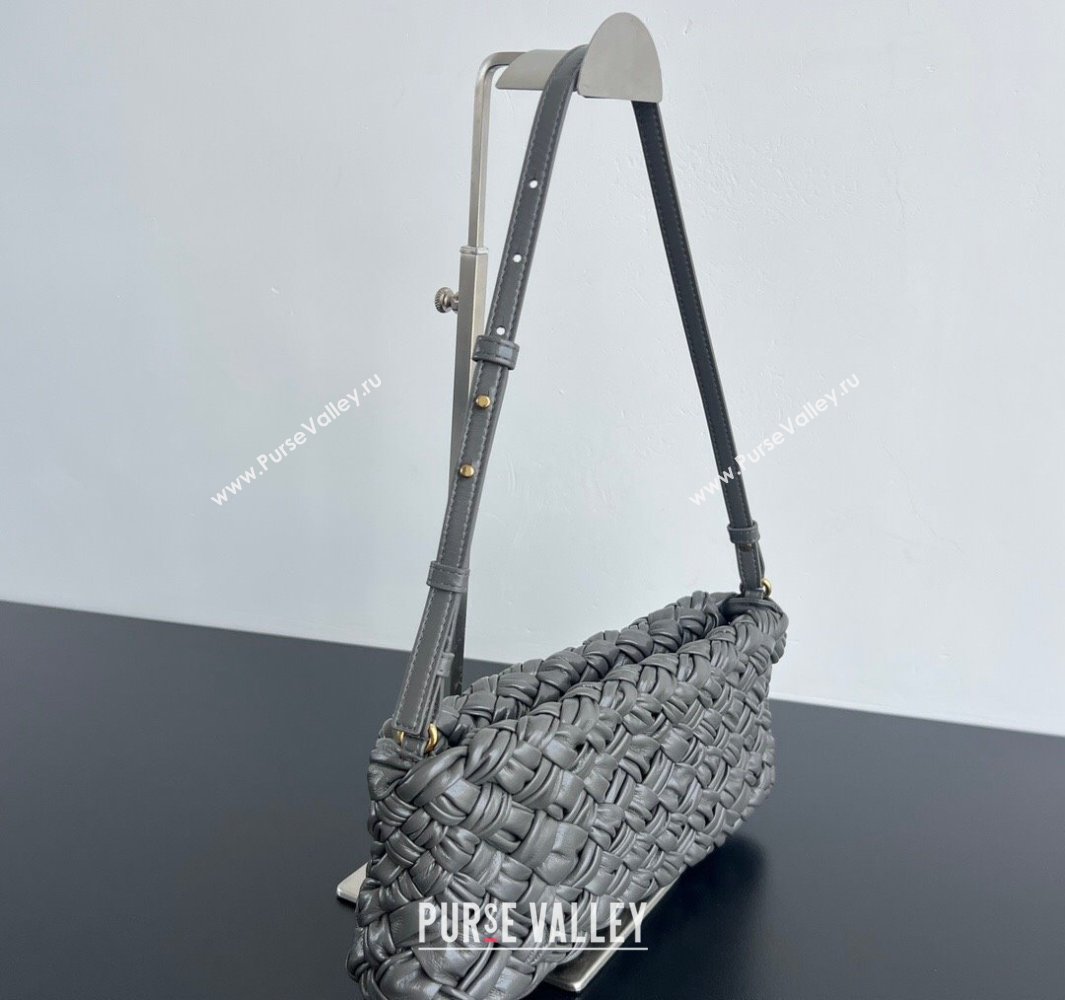 Bottega Veneta Kalimero Cha-Cha Clutch Bag in Intrecciato Leather 785780 Lapilli Grey 2025 (WT-250519087)