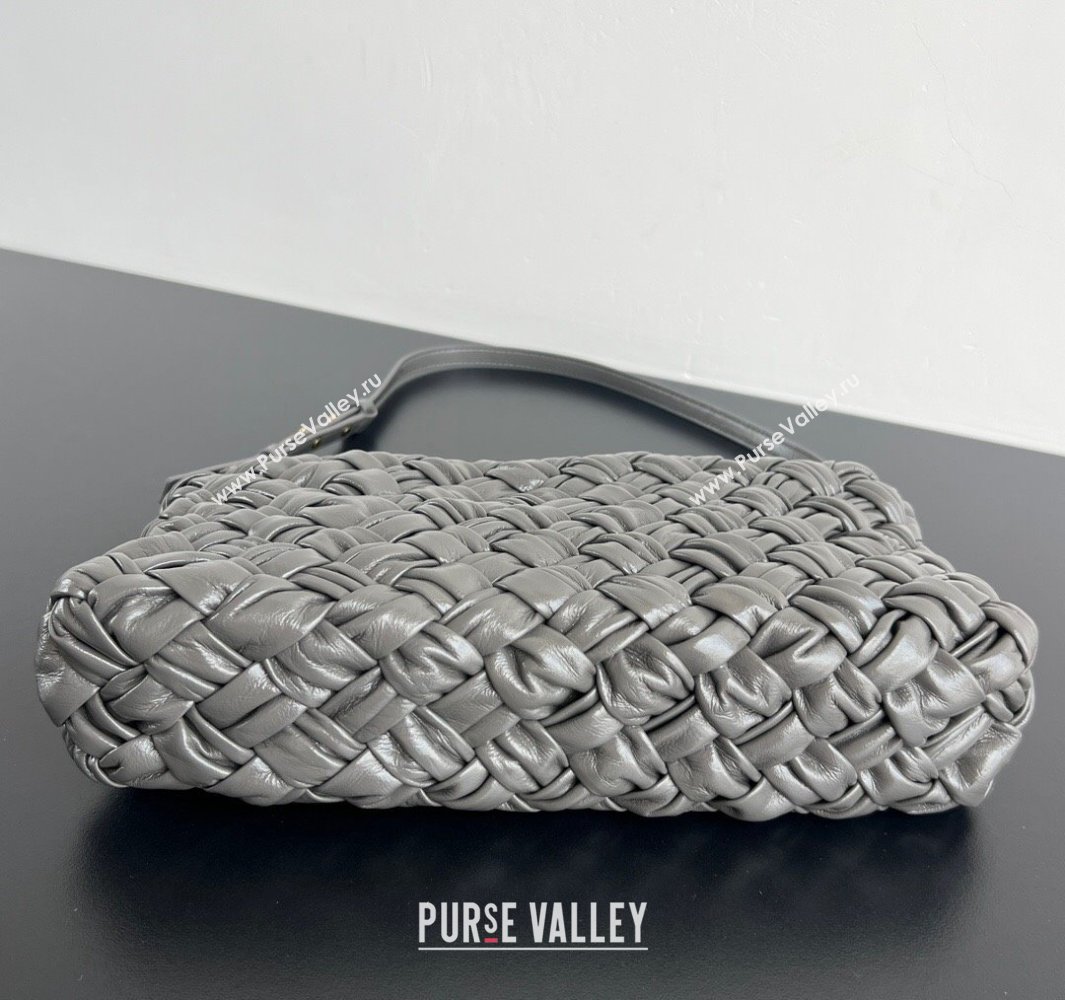Bottega Veneta Kalimero Cha-Cha Clutch Bag in Intrecciato Leather 785780 Lapilli Grey 2025 (WT-250519087)