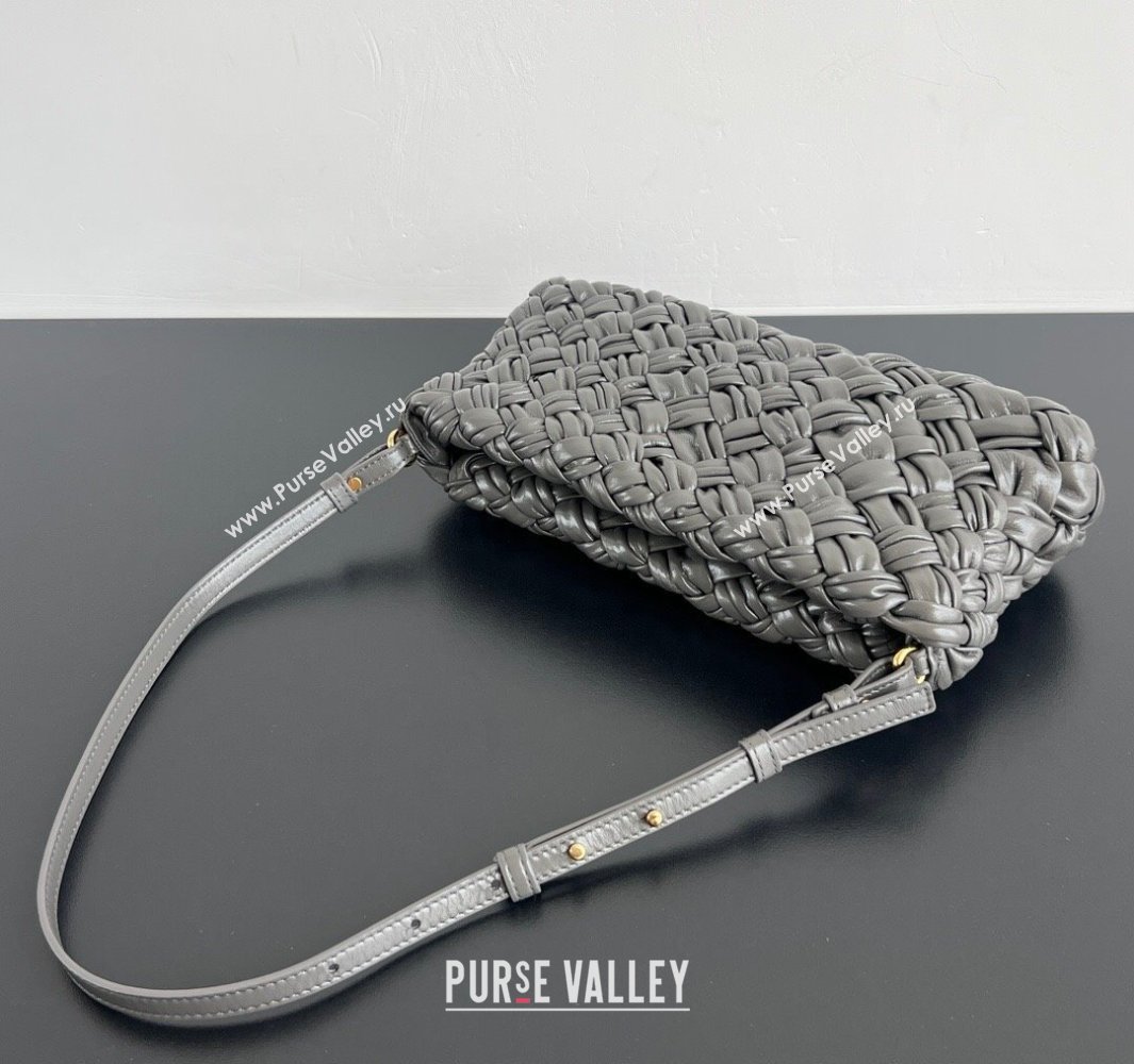 Bottega Veneta Kalimero Cha-Cha Clutch Bag in Intrecciato Leather 785780 Lapilli Grey 2025 (WT-250519087)