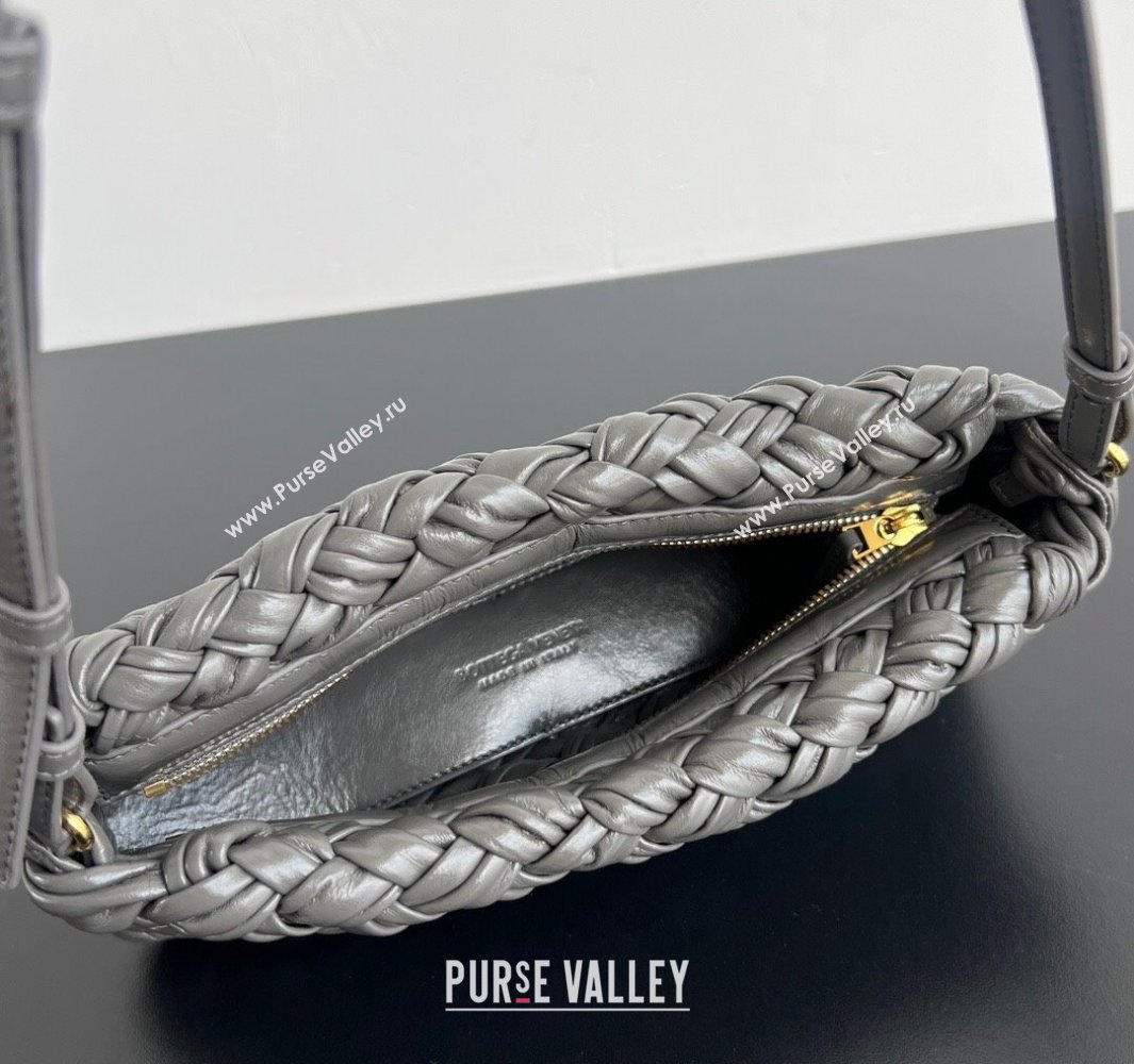 Bottega Veneta Kalimero Cha-Cha Clutch Bag in Intrecciato Leather 785780 Lapilli Grey 2025 (WT-250519087)