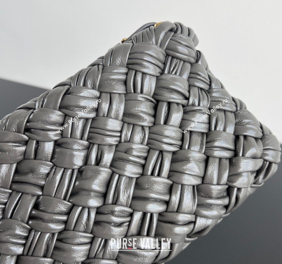 Bottega Veneta Kalimero Cha-Cha Clutch Bag in Intrecciato Leather 785780 Lapilli Grey 2025 (WT-250519087)