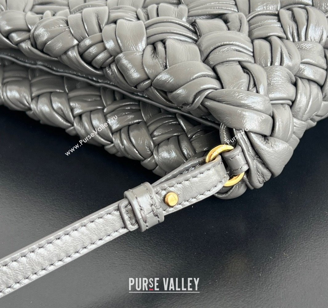 Bottega Veneta Kalimero Cha-Cha Clutch Bag in Intrecciato Leather 785780 Lapilli Grey 2025 (WT-250519087)
