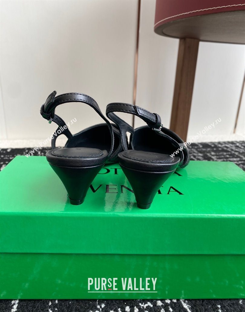 Bottega Veneta Intrecciato Leather Slingback Pumps 4.5cm Black 2025 BV060401 (syt-250604007)