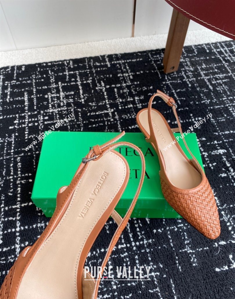 Bottega Veneta Intrecciato Leather Slingback Pumps 4.5cm Brown 2025 BV060401 (syt-250604008)