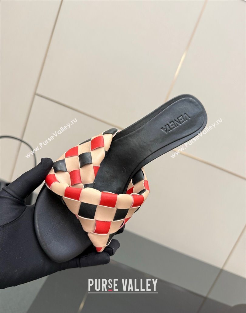 Bottega Veneta Blink Heel Slides Sandals 6.5cm in Vichy Intrecciato Leather with Folded Detail Black 2025 (MD-250604031)